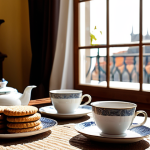Cozy Afternoon Tea**

    "A warmly lit living room in Lisbon, Portugal, featuring a table set with delicate porcelain teacups and a teapot filled with chá preto (black tea). A plate of biscoitos de manteiga (butter cookies) sits invitingly beside the tea set. Sunlight streams through a window, illuminating dust motes dancing in the air.  A comfortable, inviting scene perfect for sharing a cup of tea with loved ones. Focus on the rich textures and warm colors. Cozy, intimate, Portuguese tradition, safe for work."

2.  **